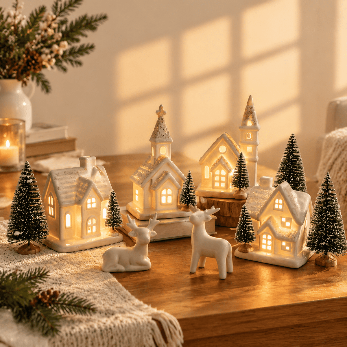 Christmas Villsets-13 Pieces White Indoor Decorations