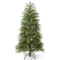 DR.Planzen 6' Pre-Lit Green Cypress Artificial Christmas Tree with 350 Warm White Twinkle LED Lights, Full-Bodied Xmas Tree with Metal Stand, Indoor Holiday Decoration