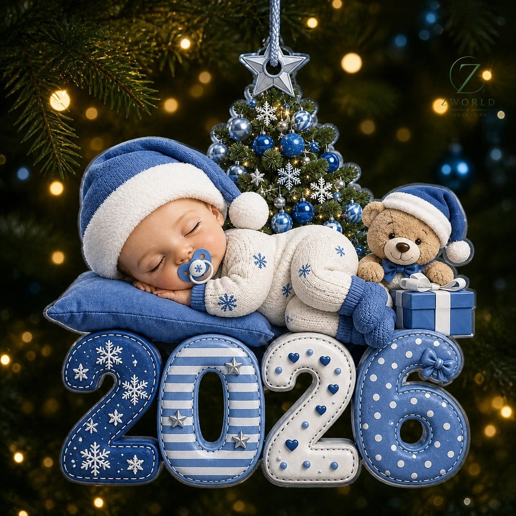 First Christmas Acrylic Ornament 2026 Blue Snowflake Keepsake
