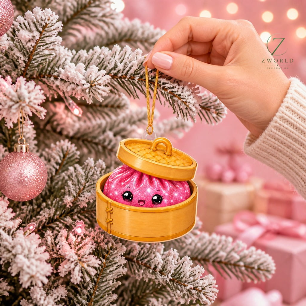 Glitter Kawaii Dumpling Ornament for Christmas Tree Decor