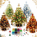 HIJUNE DIY Beaded Christmas Tree Kit, Crystal Holiday Craft Set for Adults, Colorful Beads, Ornament Charms, Metal Frame, Angel Topper, Warm Glow Display, Tabletop Decor