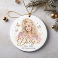 Have A Holly Dolly Christmas Ceramic Ornament, Dolly Christmas Ornament, 3 Inch Christmas Tree Round Ornament