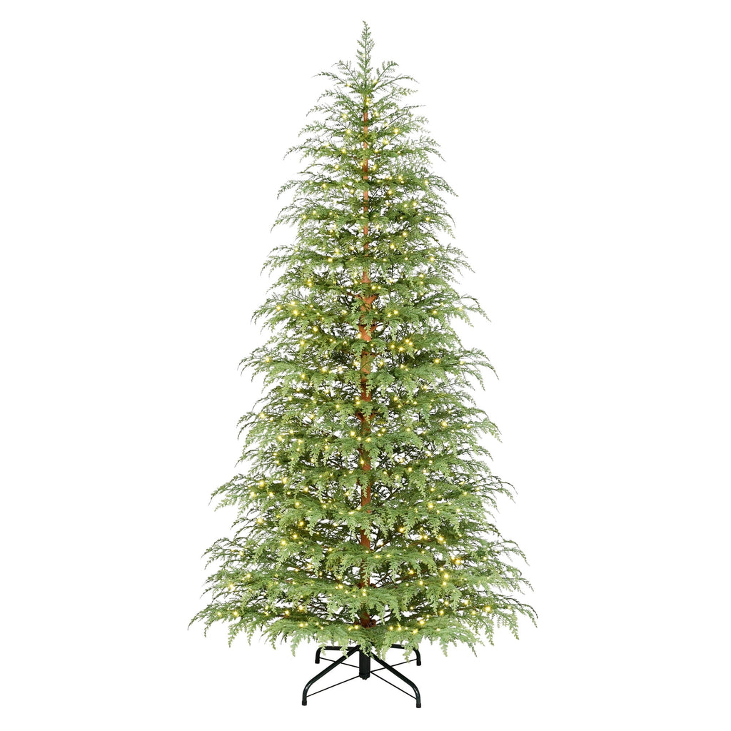 My Texas House 7.5' Pre-Lit Cypress Green Artificial Christmas Tree with 500 Warm White Twinkle LED Lights and Stand
