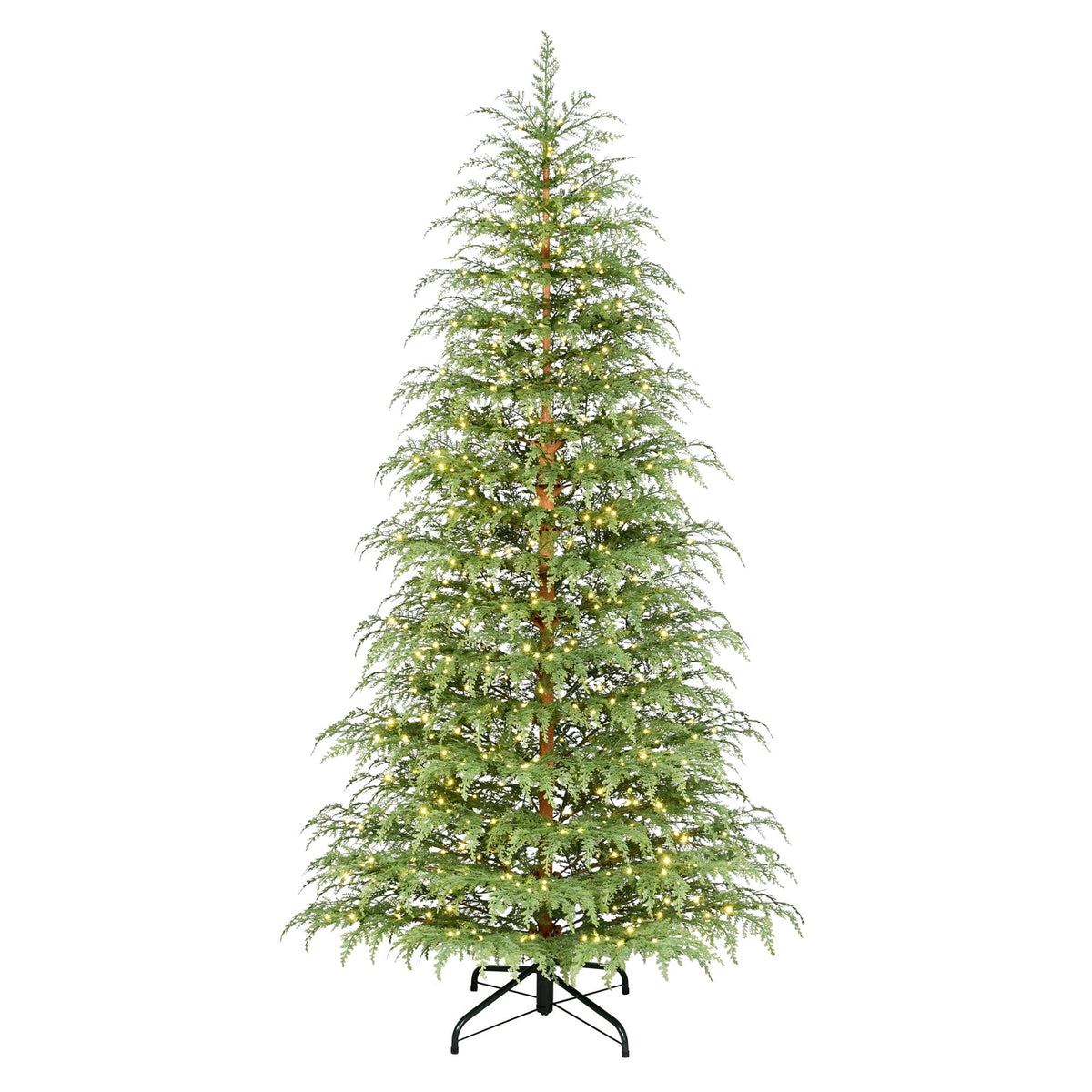 My Texas House 7.5' Pre-Lit Cypress Green Artificial Christmas Tree with 500 Warm White Twinkle LED Lights and Stand
