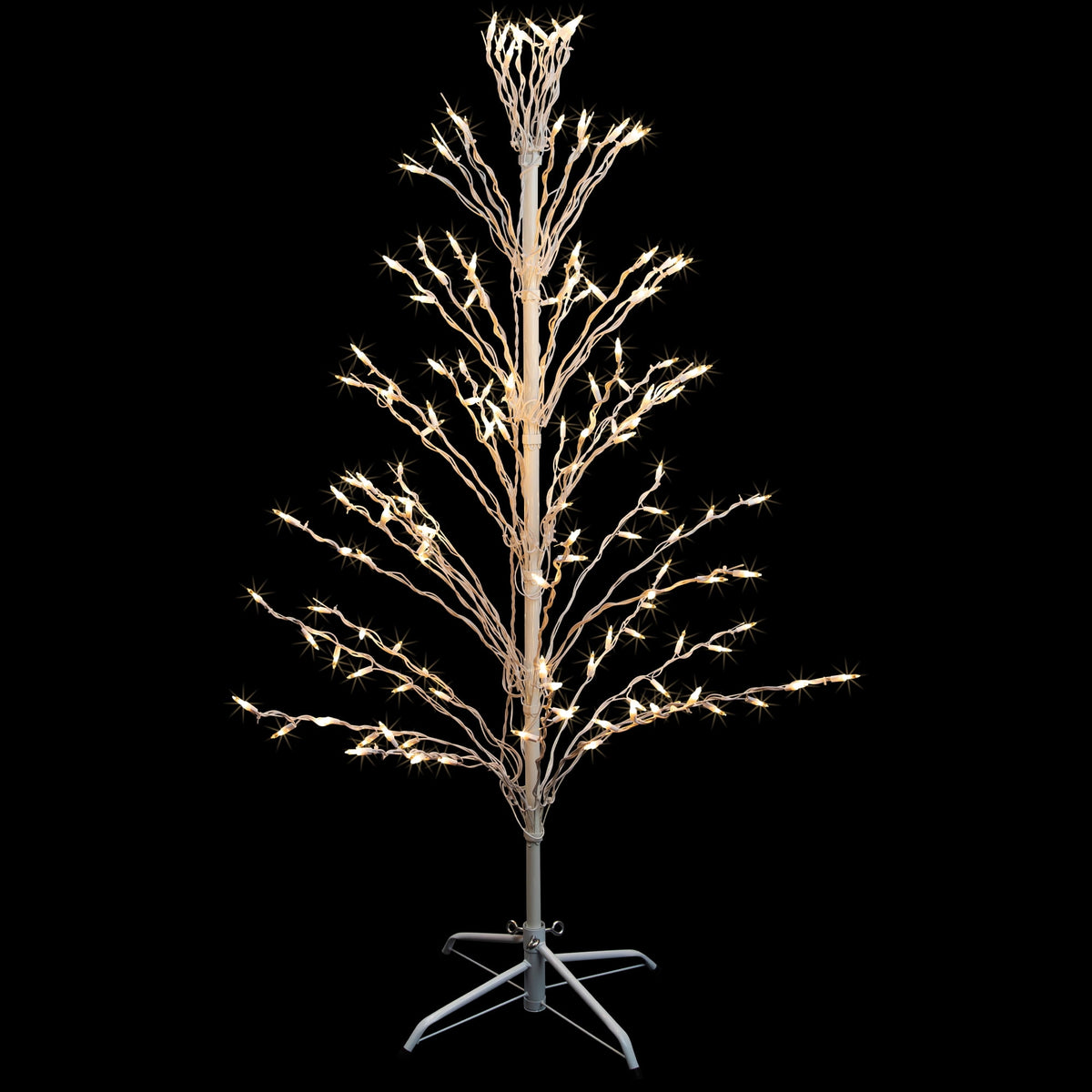 Northlight 4' White Lighted Christmas Cascade Twig Tree Outdoor Decoration - Clear Lights