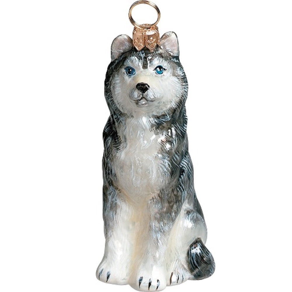 Siberian Husky Dog Polish Glass Christmas Ornament Decoration Made in Poland
