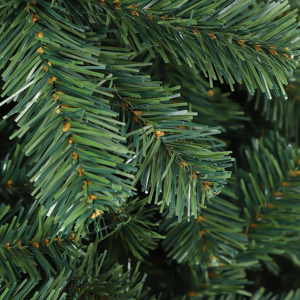7.5ft Full PE Branch Artificial Spruce Christmas Tree, Hinged Sections Foldable Metal Base Holiday Decor