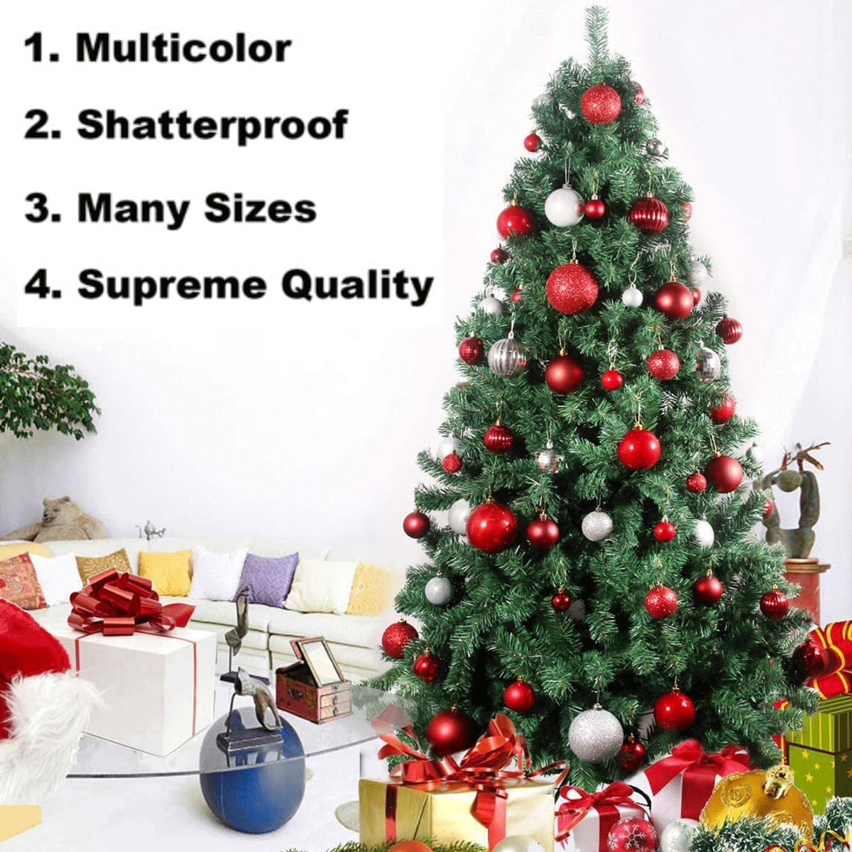 1000Pcs Christmas Balls Ornaments for Christmas Tree Shatterproof Xmas Decors Hanging Ball Decorations