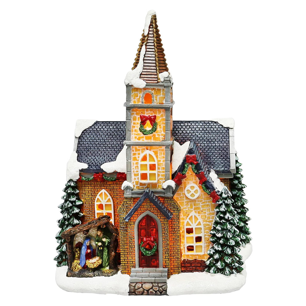 20-Piece Lighted Christmas Village Set with LED Lights Battery Operated Miniature Holiday Town Display Hand-Painted Christmas Houses, Figurines & Trees Gift-Ready Packaging