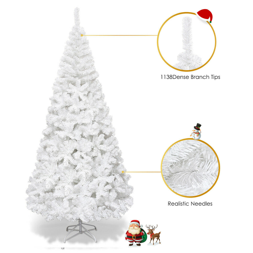 Costway 8Ft Artificial Xmas Tree Stand Christmas Decoration White