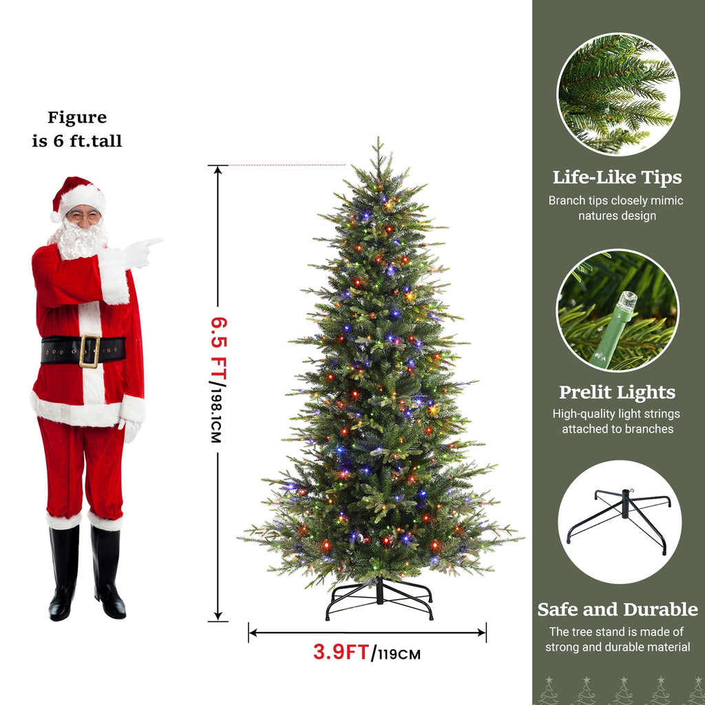 Lolsea 7ft Prelit Aspen Noble Fir Artificial Christmas Tree with Remote Control, Timer and Warm White & Multicolor LED Lights