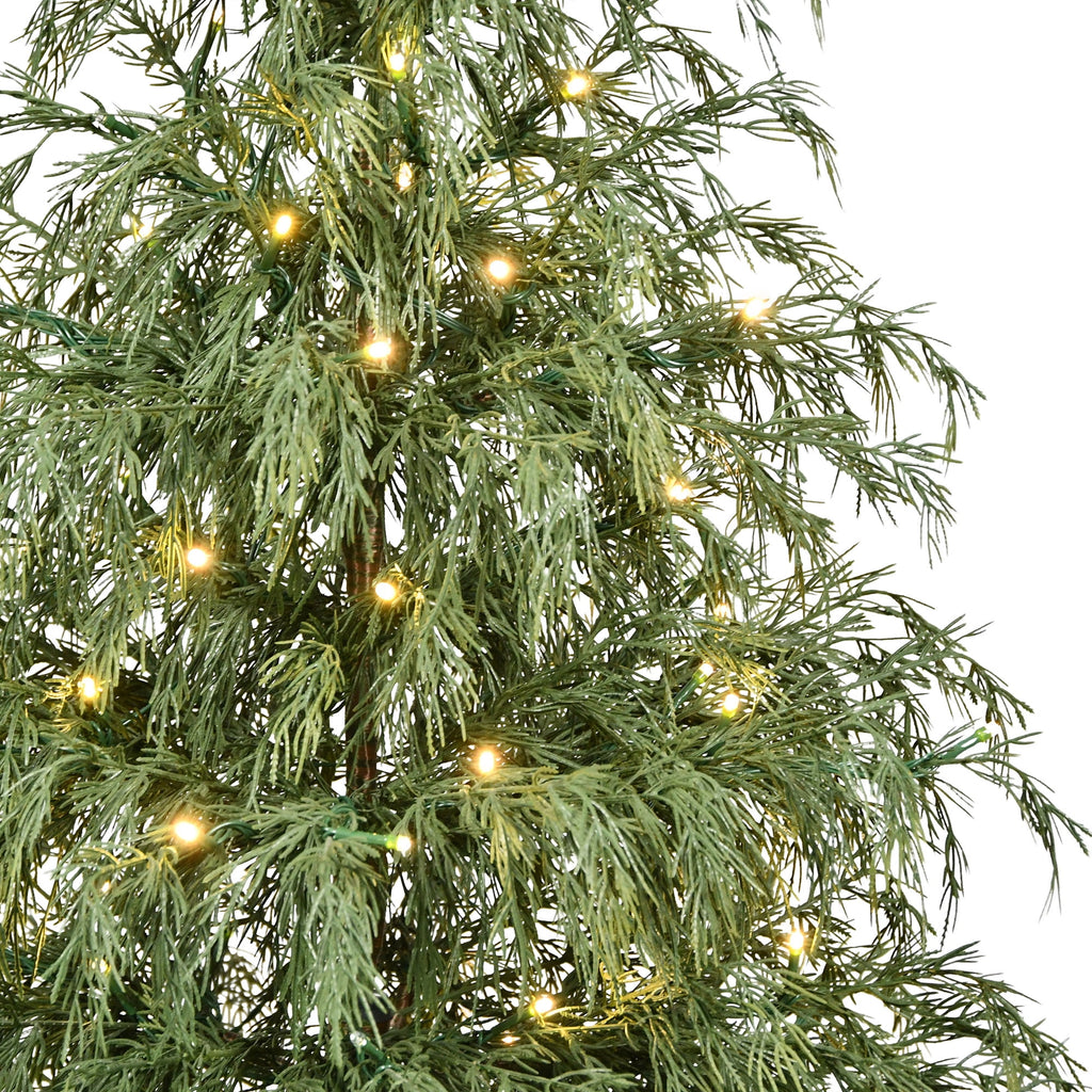 My Texas House 4ft Pre-lit Green Northern Pine Potted Christmas Tree, 80 Twinkle LED