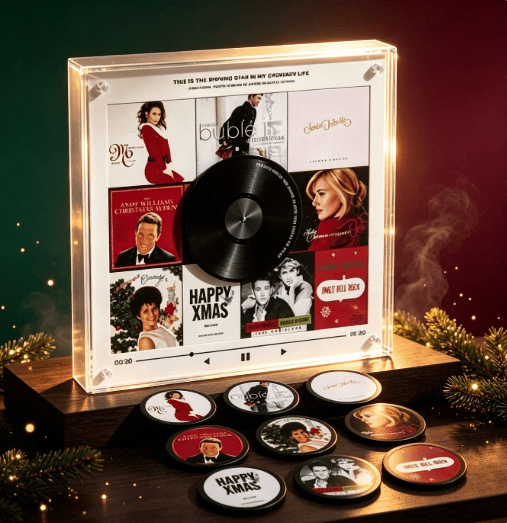 Christmas Music Refrigerator Stickers, Playable Magnetic Discs With Music Player Unit, Interactive Xmas Fridge Decor, Novelty Gift For Family Holiday Gatherings (B)