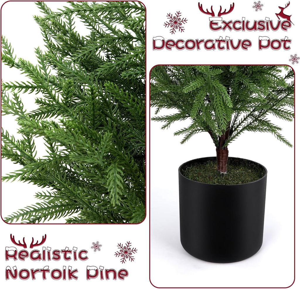 2 Set 4FT Lifelike Touch Artificial Cedar Topiary Trees for Front Porch | Fake Christmas Trees, Faux Potted Plants, UV Resistant Fake Greenery, for Front Door Garden Outdoor Farmhouse Home Decoration