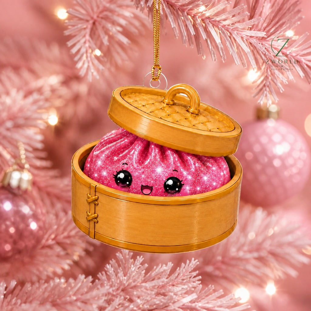 Glitter Kawaii Dumpling Ornament for Christmas Tree Decor