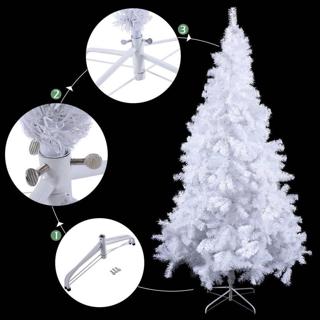 Costway 8Ft Artificial Xmas Tree Stand Christmas Decoration White