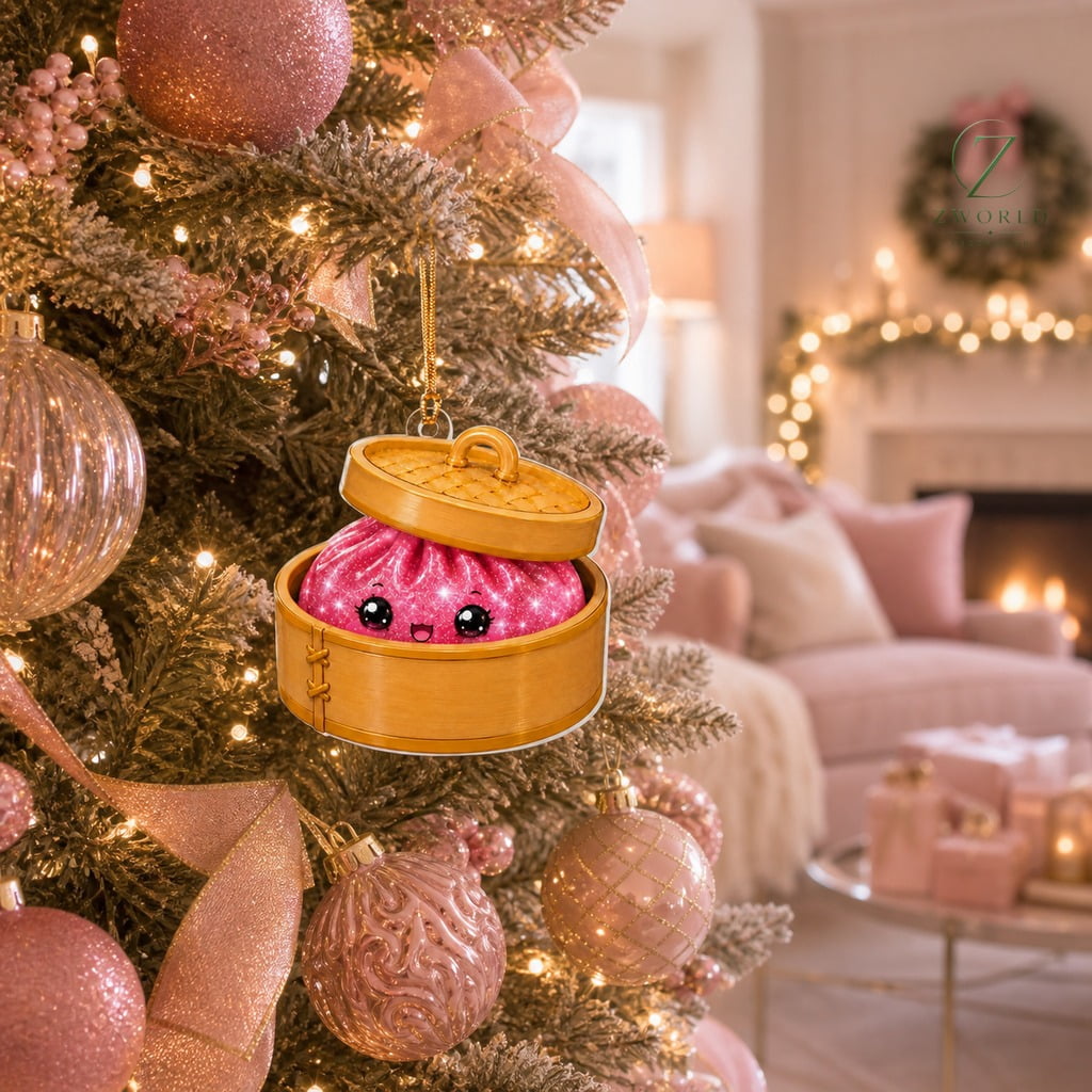 Glitter Kawaii Dumpling Ornament for Christmas Tree Decor