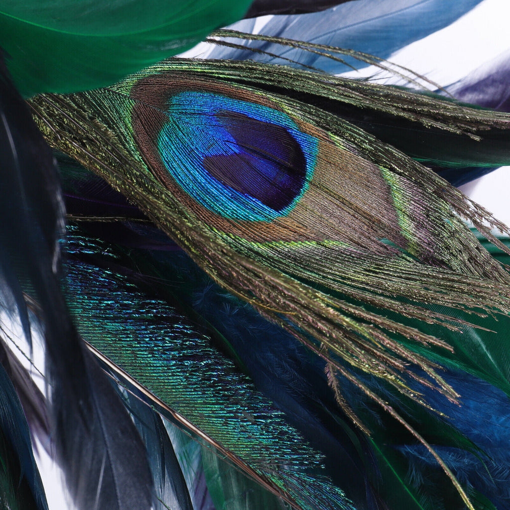 19 Inch Peacock Christmas Decorations Artificial Peacock Christmas Ornaments for Christmas Tree Christmas Natural Peacock Feather Decorations for Christmas Tree 10PCS