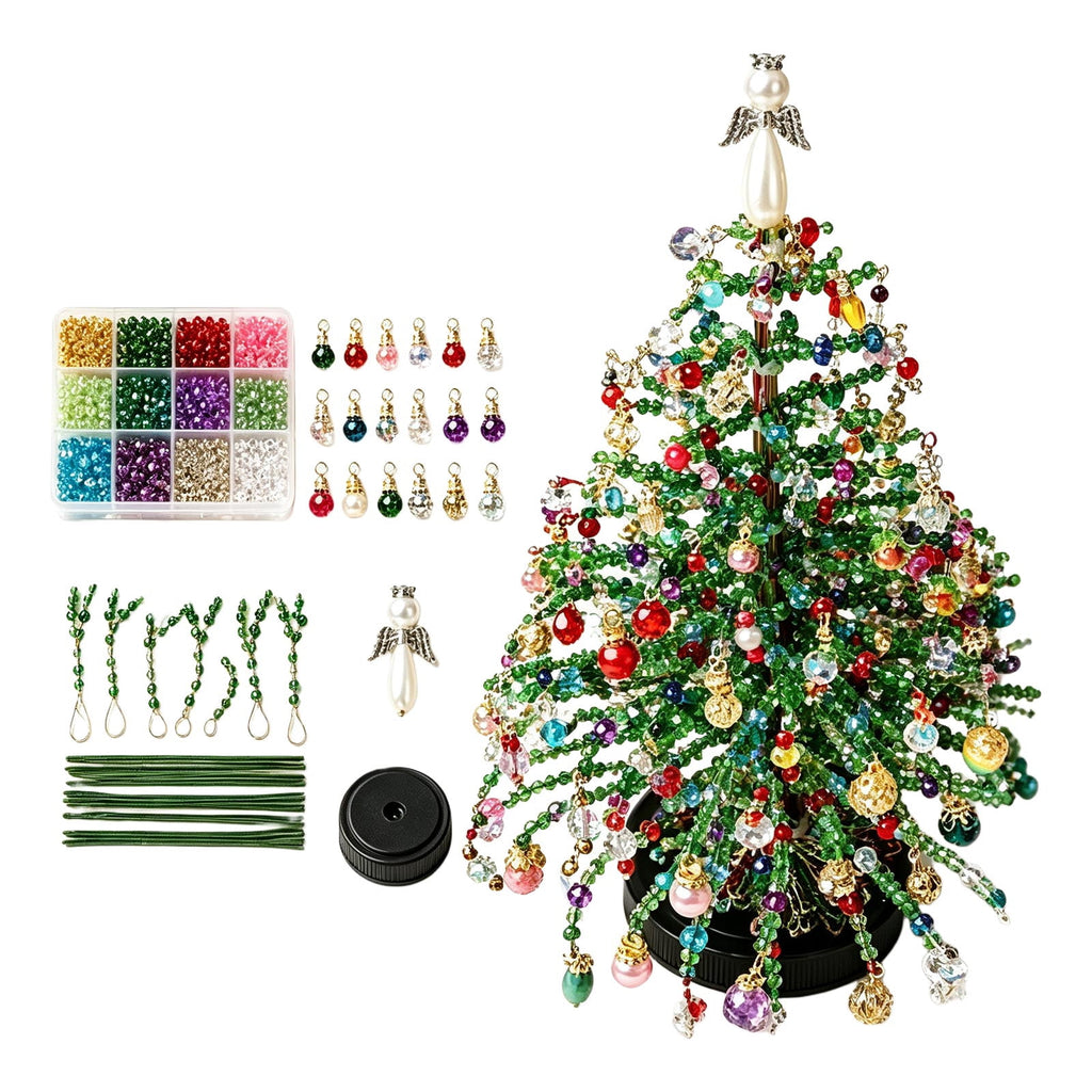 DIY Beaded Christmas Tree Kit,Handmade Mini Xmas Bead Art Craft Set,3D Crystal Bead Holiday Tree Making Project,Creative Tabletop Christmas Decoration,Relaxing DIY Activity and Festive Gift(#06)