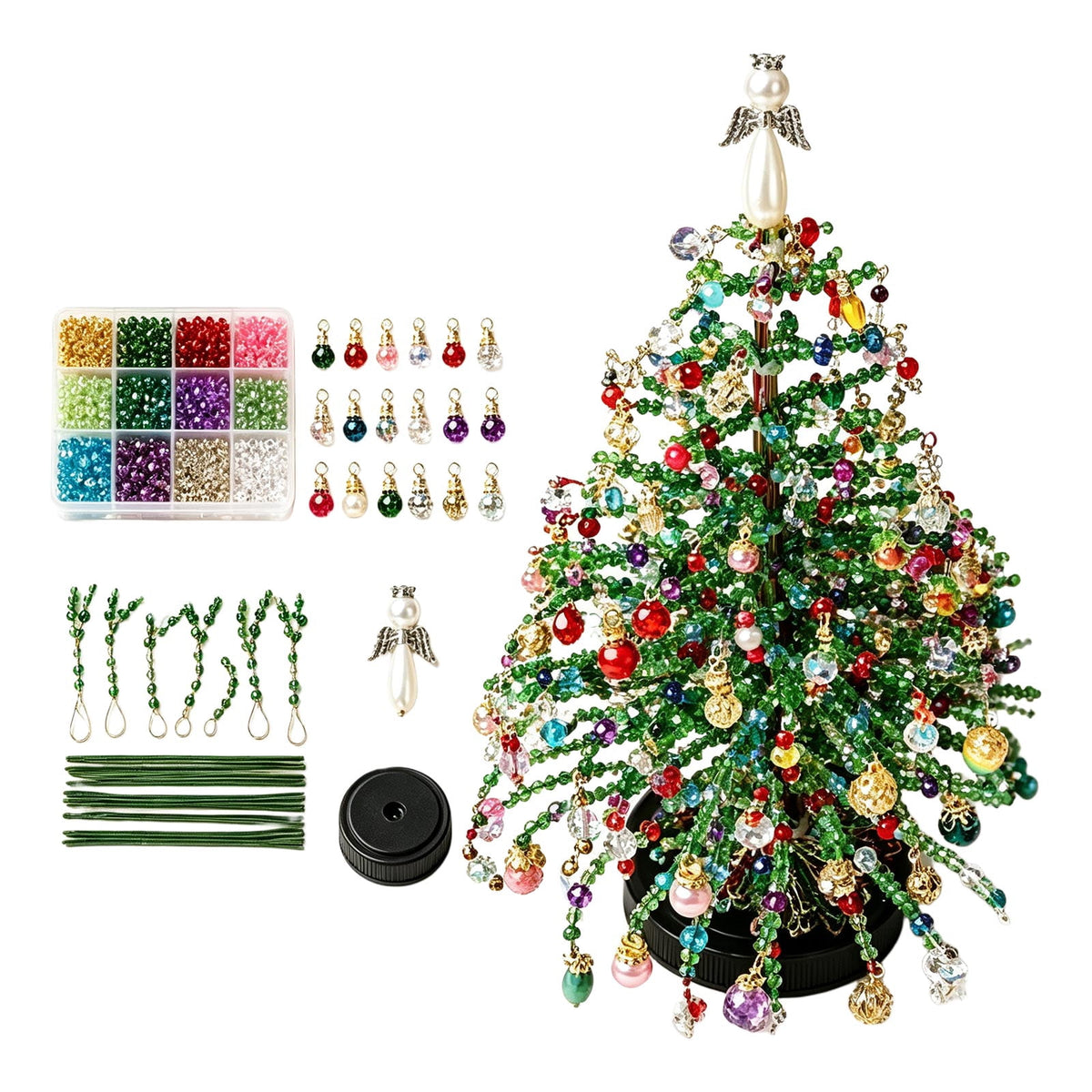 DIY Beaded Christmas Tree Kit,Handmade Mini Xmas Bead Art Craft Set,3D Crystal Bead Holiday Tree Making Project,Creative Tabletop Christmas Decoration,Relaxing DIY Activity and Festive Gift(#06)
