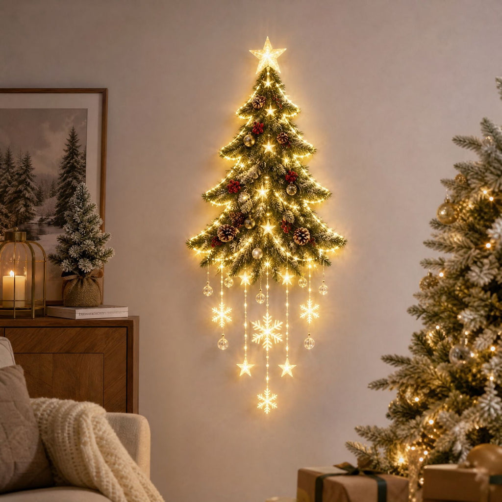 Christmas Staircase Banister Decor Set of 5 Lighted Santa Snow Scene Garland for Stair Railing Indoor Seasonal Home Ornament