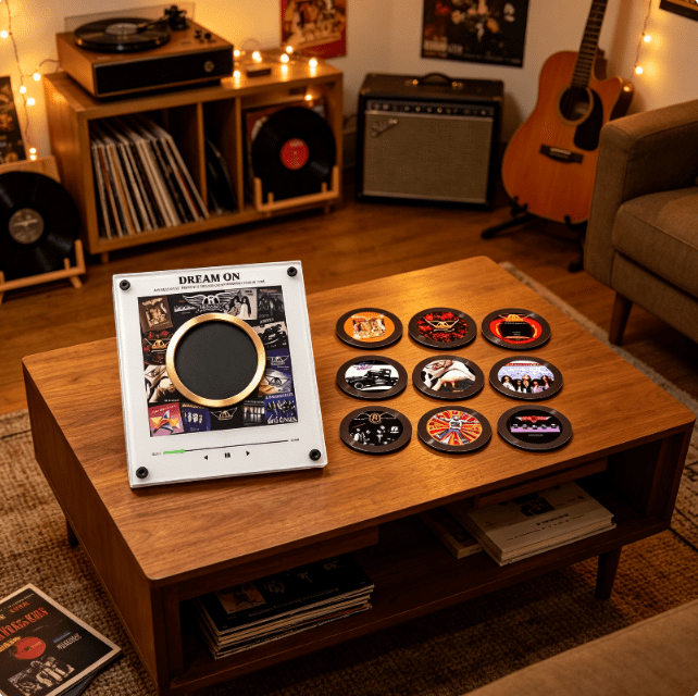Christmas Music Refrigerator Stickers, Playable Magnetic Discs With Music Player Unit, Interactive Xmas Fridge Decor, Novelty Gift For Family Holiday Gatherings (B)