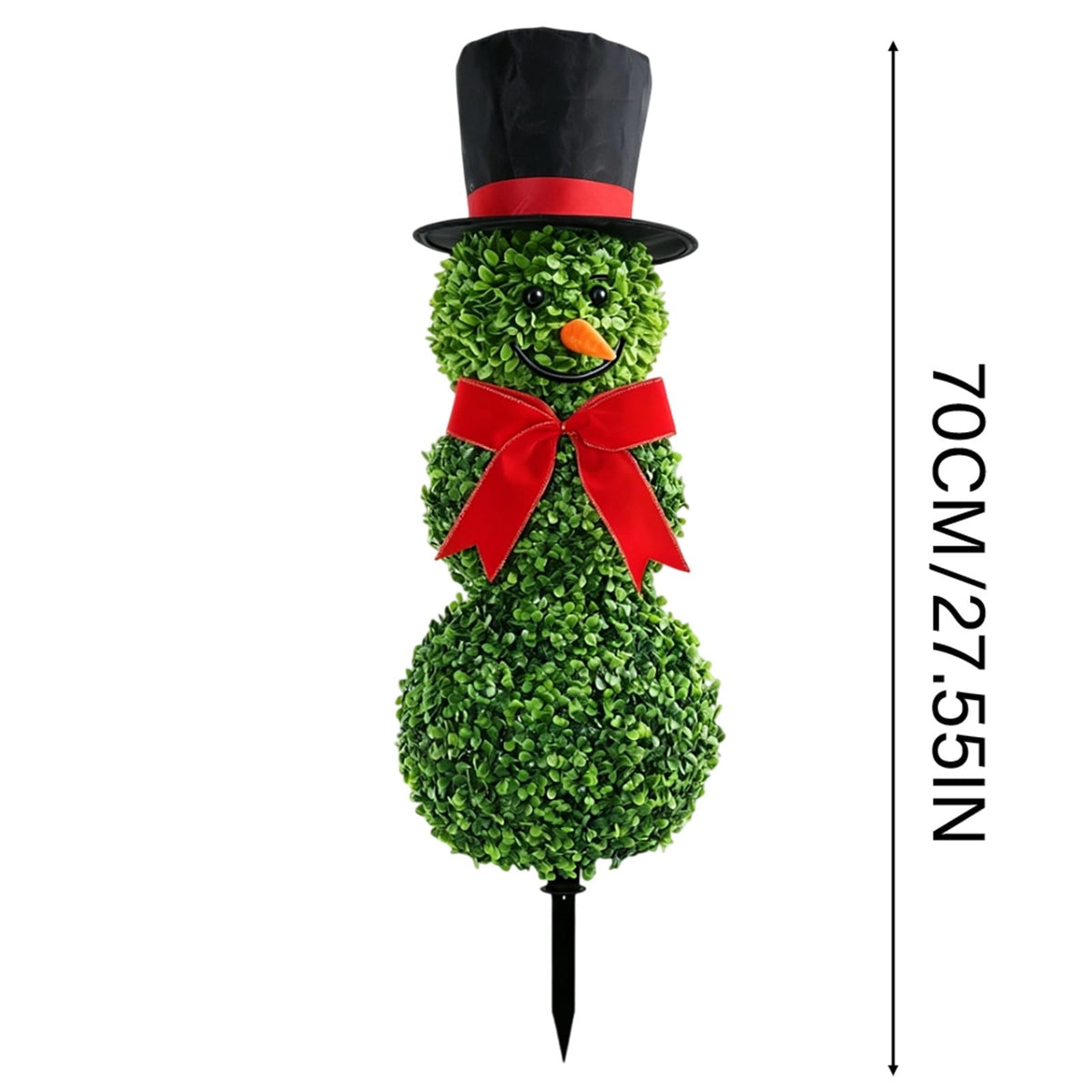 Christmas Snowman Topiary, Artificial Snowman Shaped Boxwood Tree with Santa Hat, Topiary for Outdoor Indoor Porch Decor Holiday Home and Garden Styling