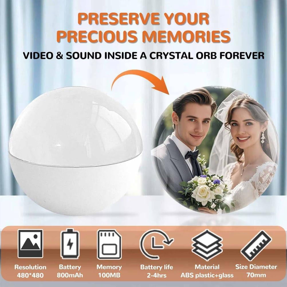 2026 Video Christmas Ball, WiFi Memory Sphere Ornament ,Personalized 3D Memory Orb Custom Video Sphere, Ideal for DIY Gift for Anniversary Birthday Christmas