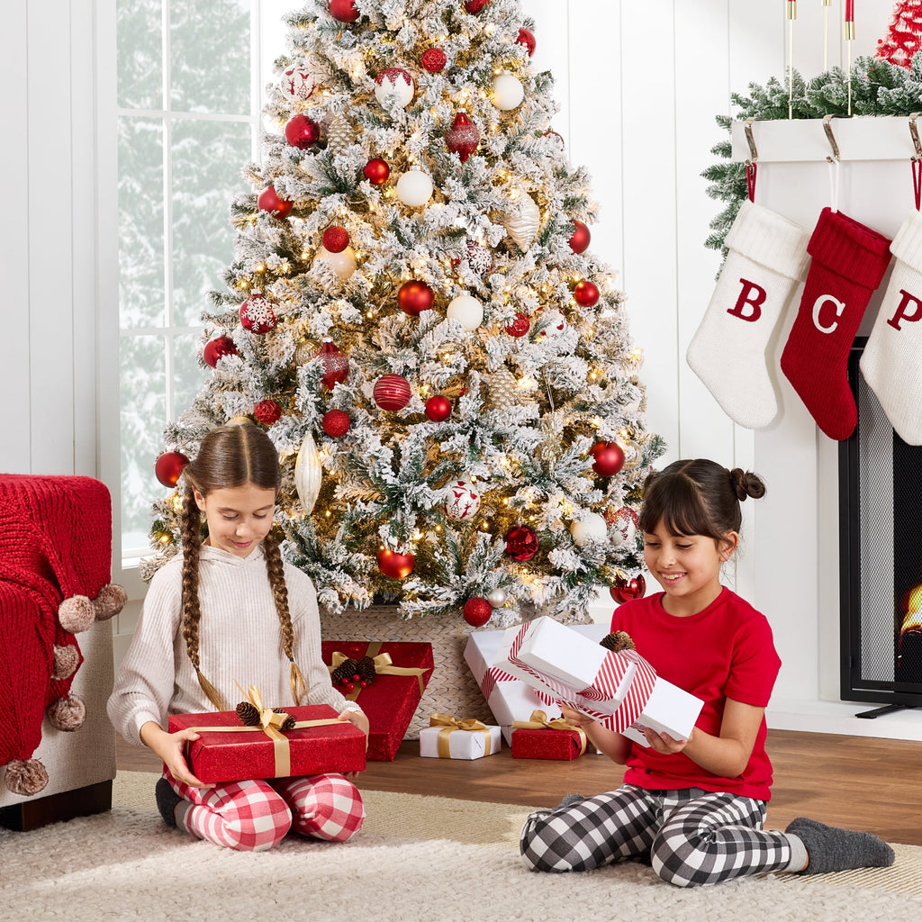 Best Choice Products 6ft Artificial Christmas Tree w/ Twinkling Lights, Full Flocked Pre-Lit Pine, 250 Lights