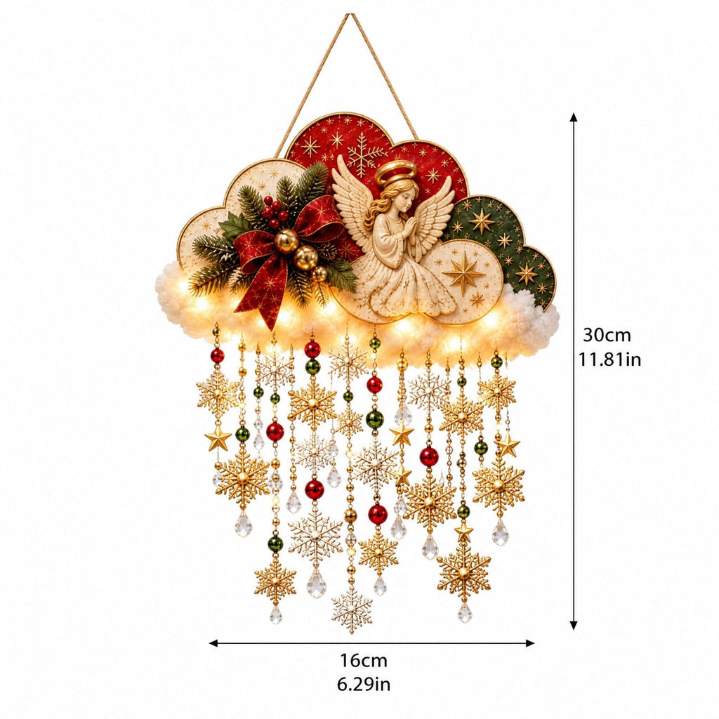 Christmas Staircase Banister Decor Set of 5 Lighted Santa Snow Scene Garland for Stair Railing Indoor Seasonal Home Ornament