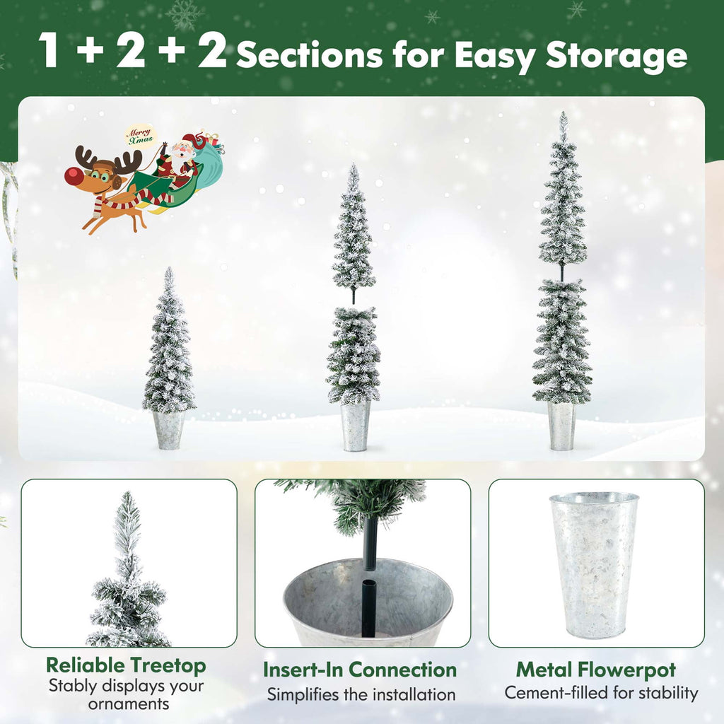 Costway 3' 4' 5' Artificial Christmas Tree Set with 30 + 50 + 70 LED Lights Holiday Decoration Tree