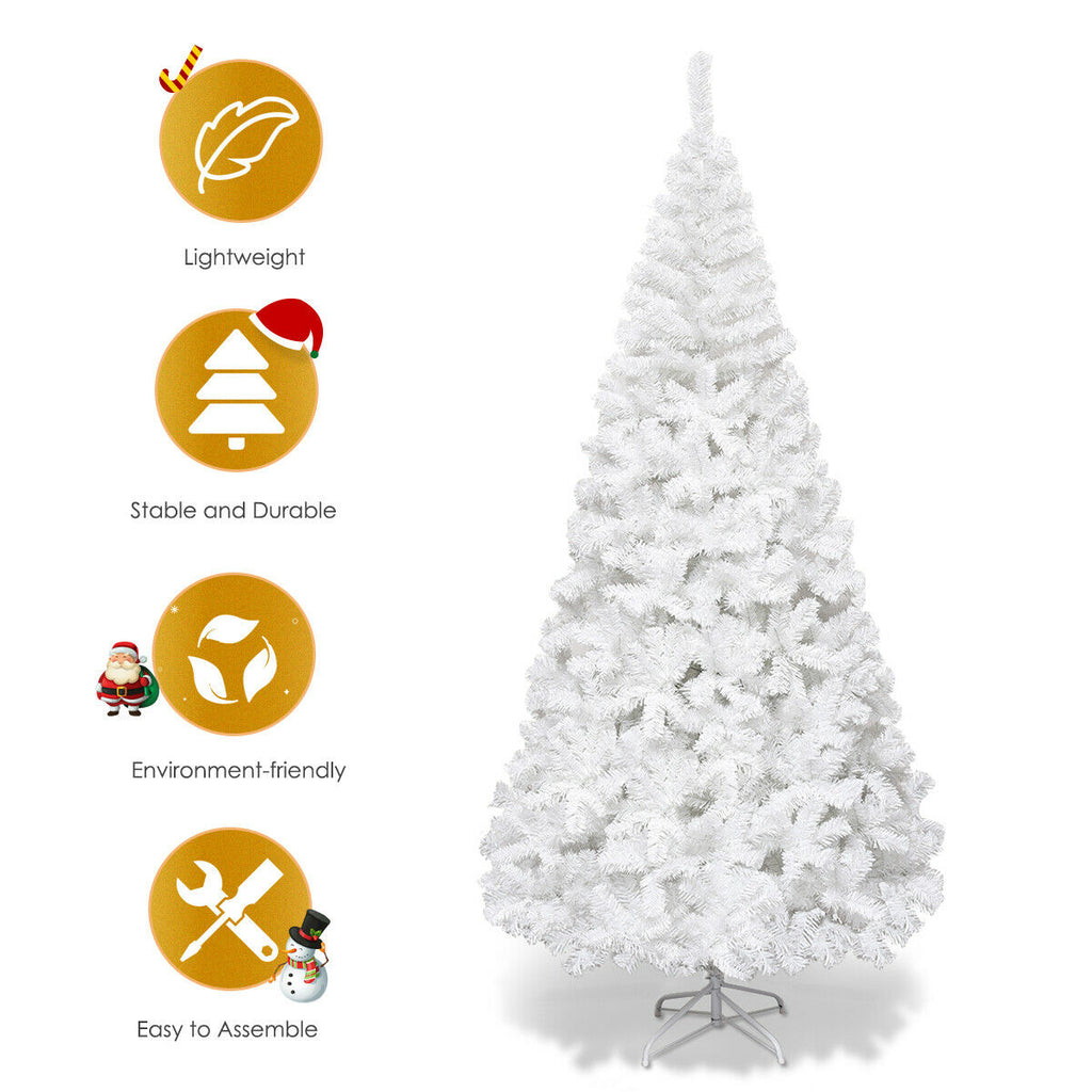 Costway 8Ft Artificial Xmas Tree Stand Christmas Decoration White