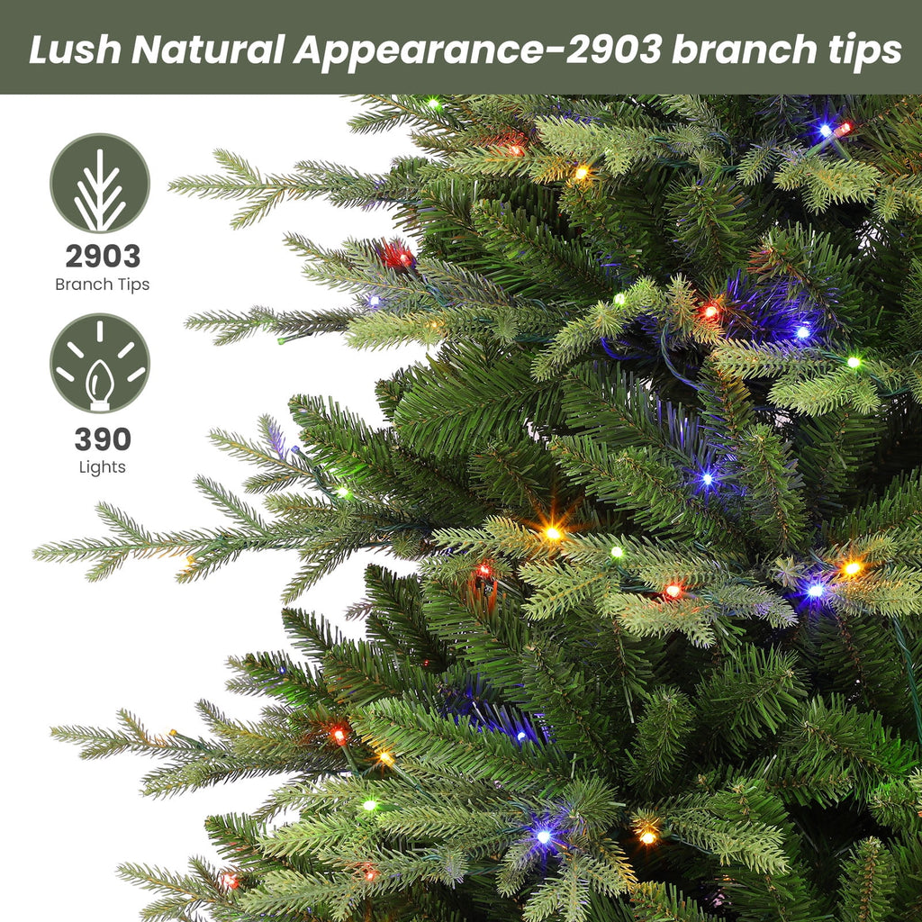 Lolsea 7ft Prelit Aspen Noble Fir Artificial Christmas Tree with Remote Control, Timer and Warm White & Multicolor LED Lights