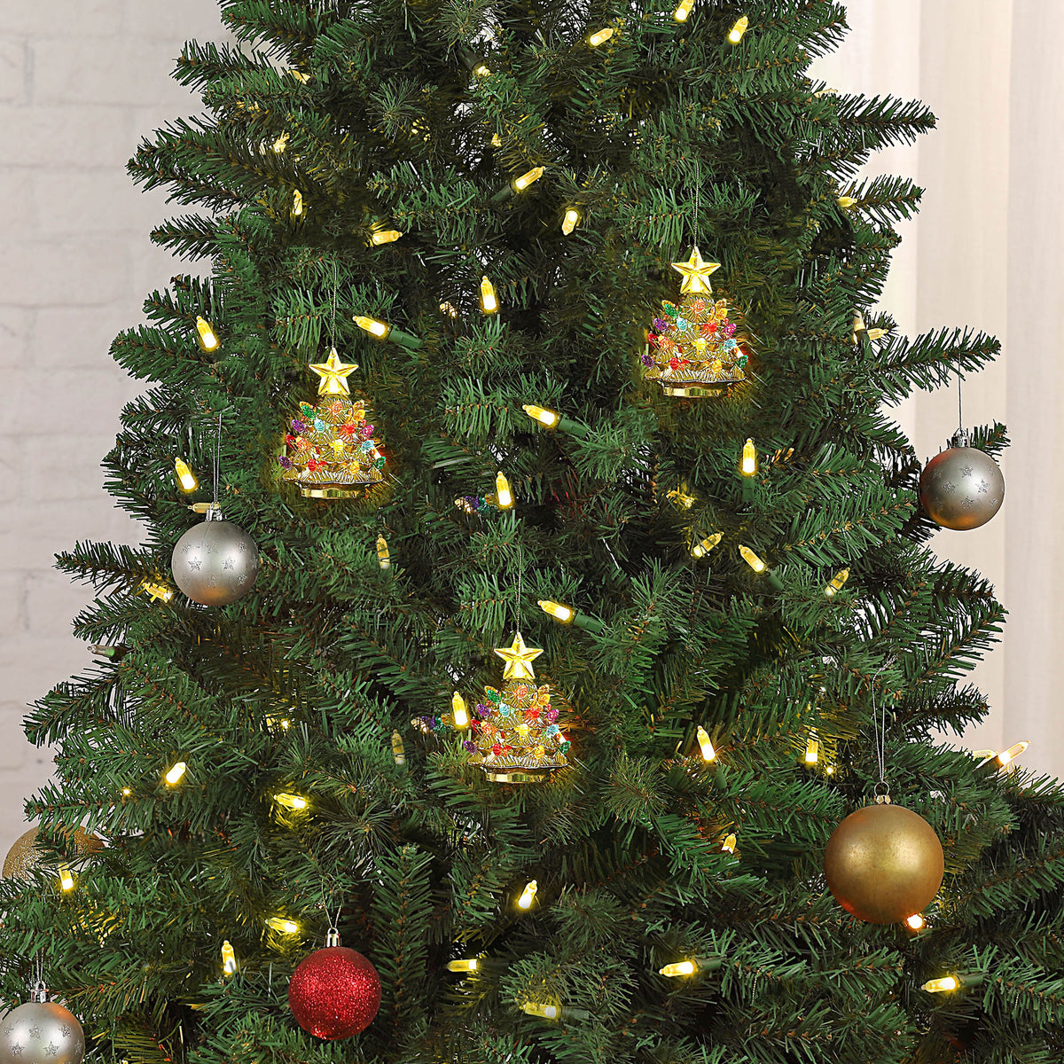 Mr. Christmas Ceramic Tree Ornaments - Silver, Set of 3