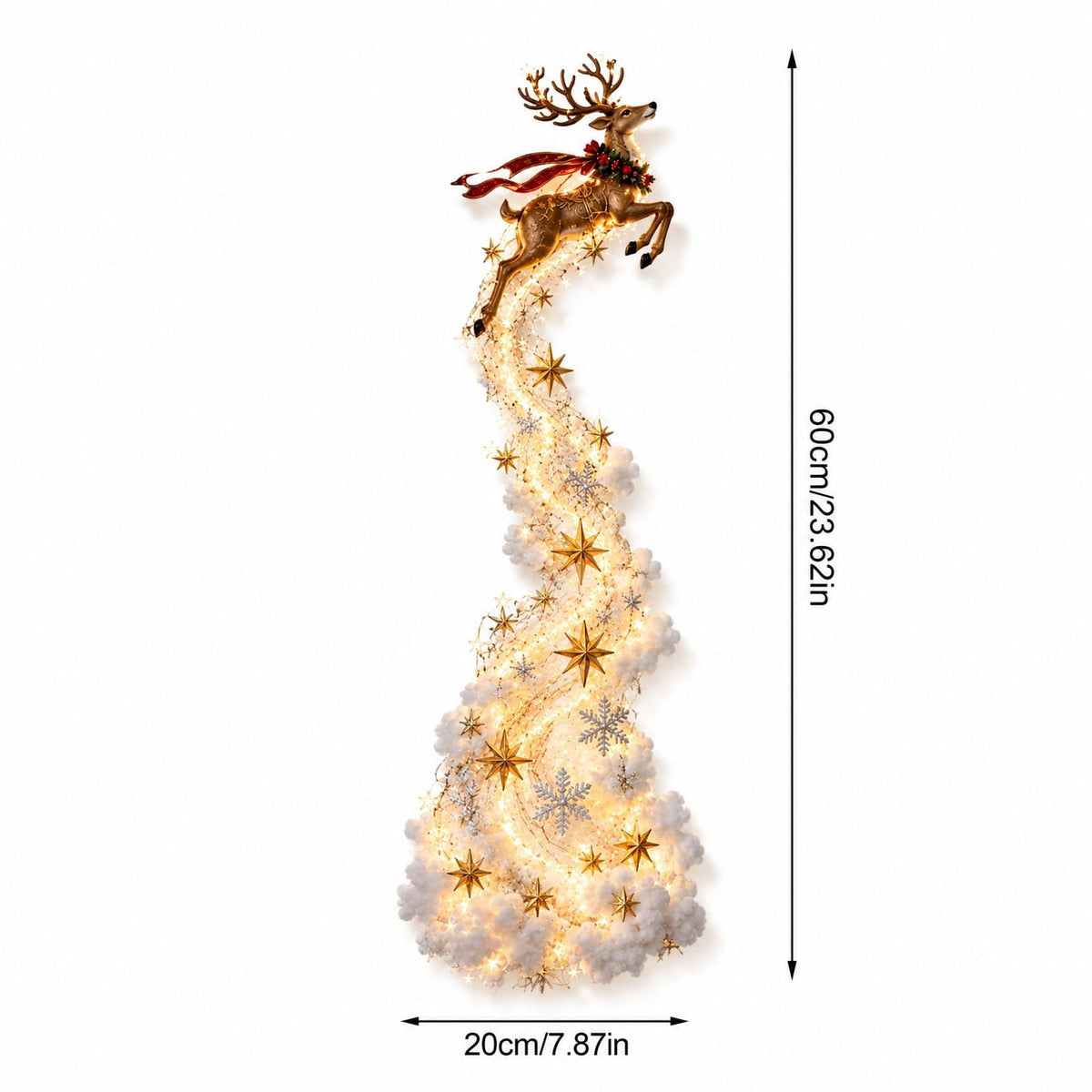Christmas Staircase Banister Decor Set of 5 Lighted Santa Snow Scene Garland for Stair Railing Indoor Seasonal Home Ornament