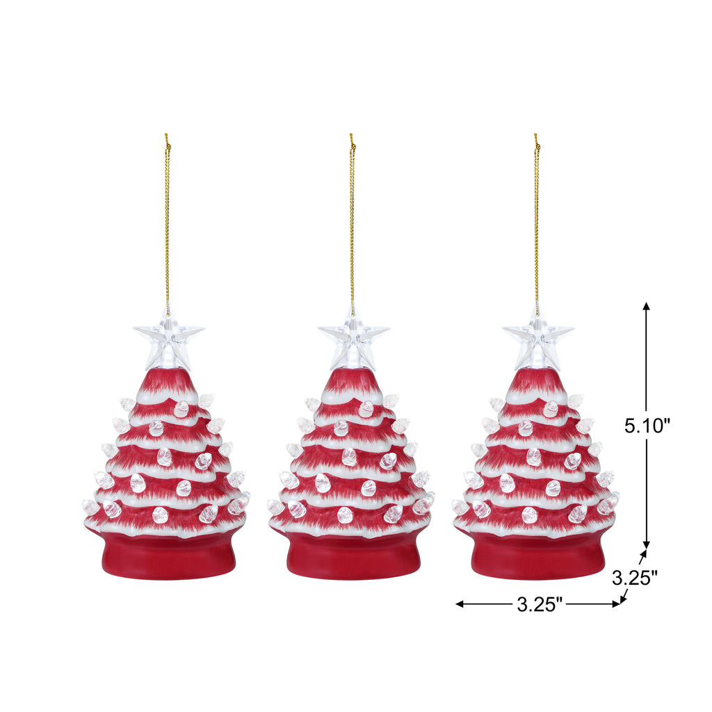 Mr. Christmas Ceramic Tree Ornaments - Silver, Set of 3