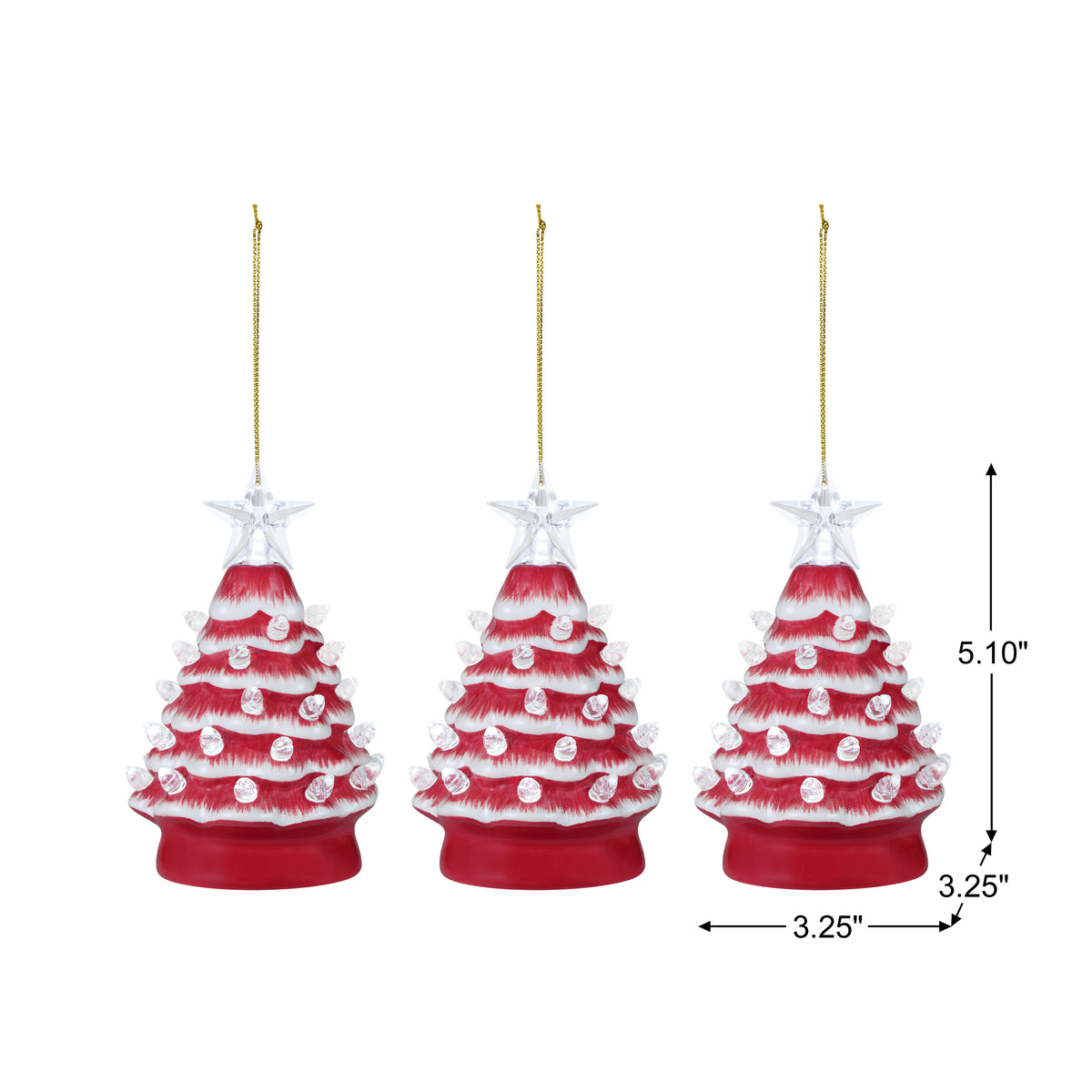 Mr. Christmas Ceramic Tree Ornaments - Silver, Set of 3