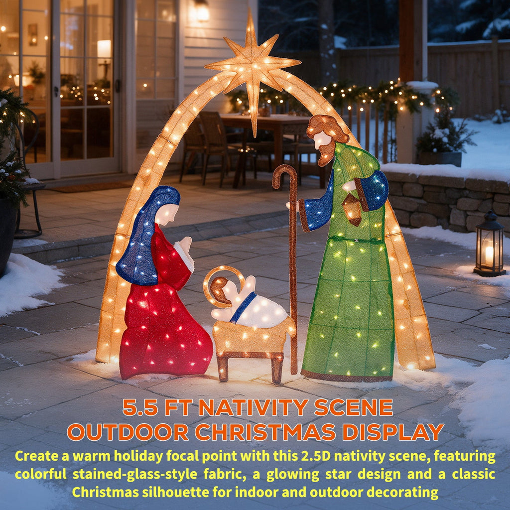 ROMSWI 2pc Iron Christmas Ornament Decoration Pop-up Hanging for Xmas Outdoor Holiday w/230 LED Light Assorted Colors - 30" & 24" Set