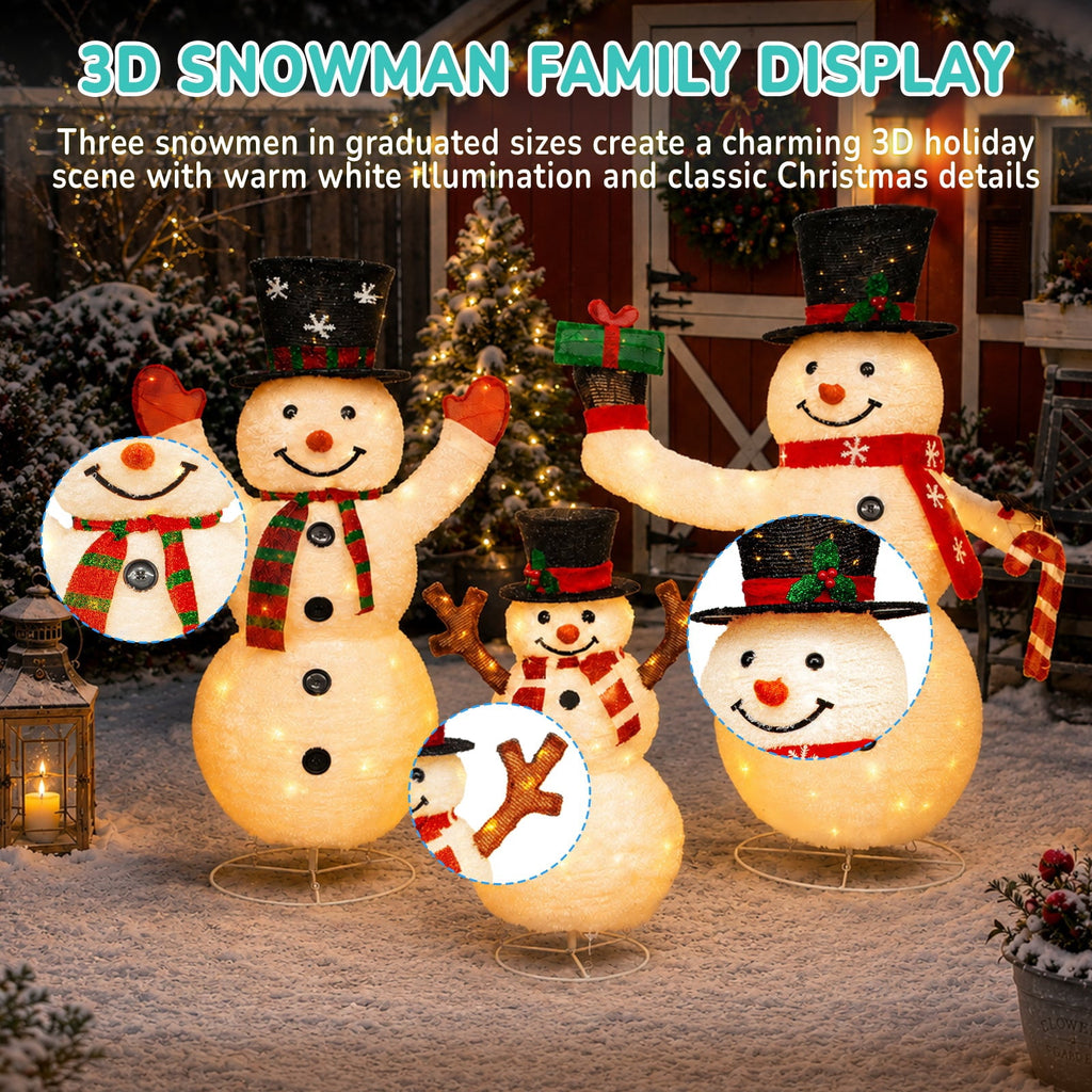 ROMSWI 2pc Iron Christmas Ornament Decoration Pop-up Hanging for Xmas Outdoor Holiday w/230 LED Light Assorted Colors - 30" & 24" Set