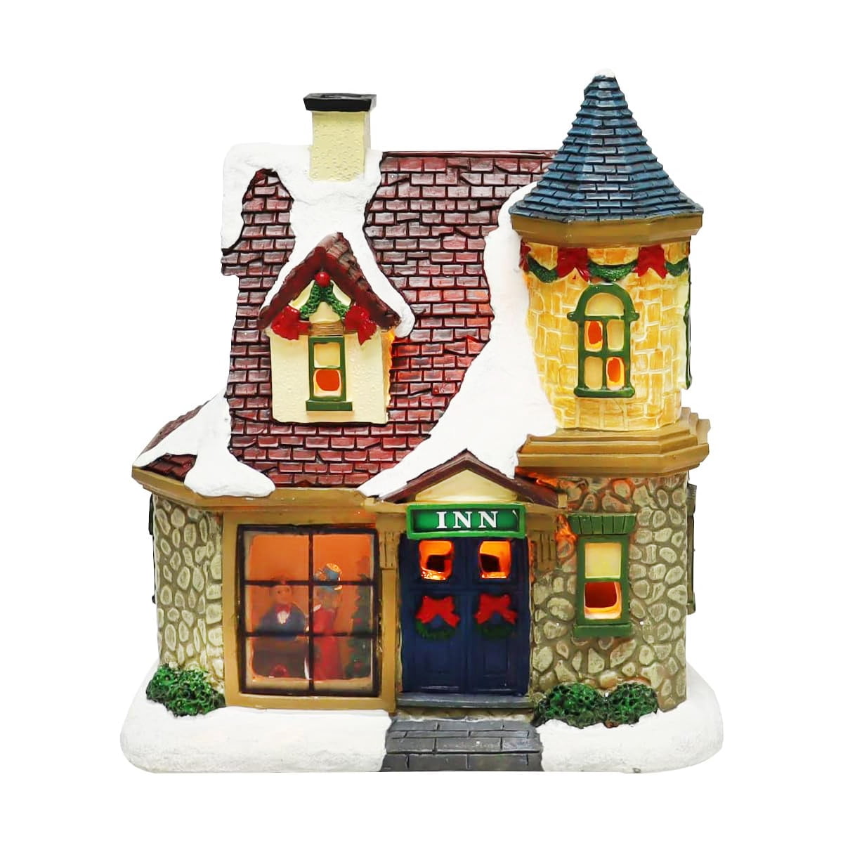 20-Piece Lighted Christmas Village Set with LED Lights Battery Operated Miniature Holiday Town Display Hand-Painted Christmas Houses, Figurines & Trees Gift-Ready Packaging
