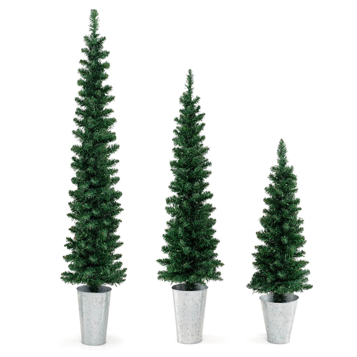 Costway 3' 4' 5' Artificial Christmas Tree Set with 30 + 50 + 70 LED Lights Holiday Decoration Tree