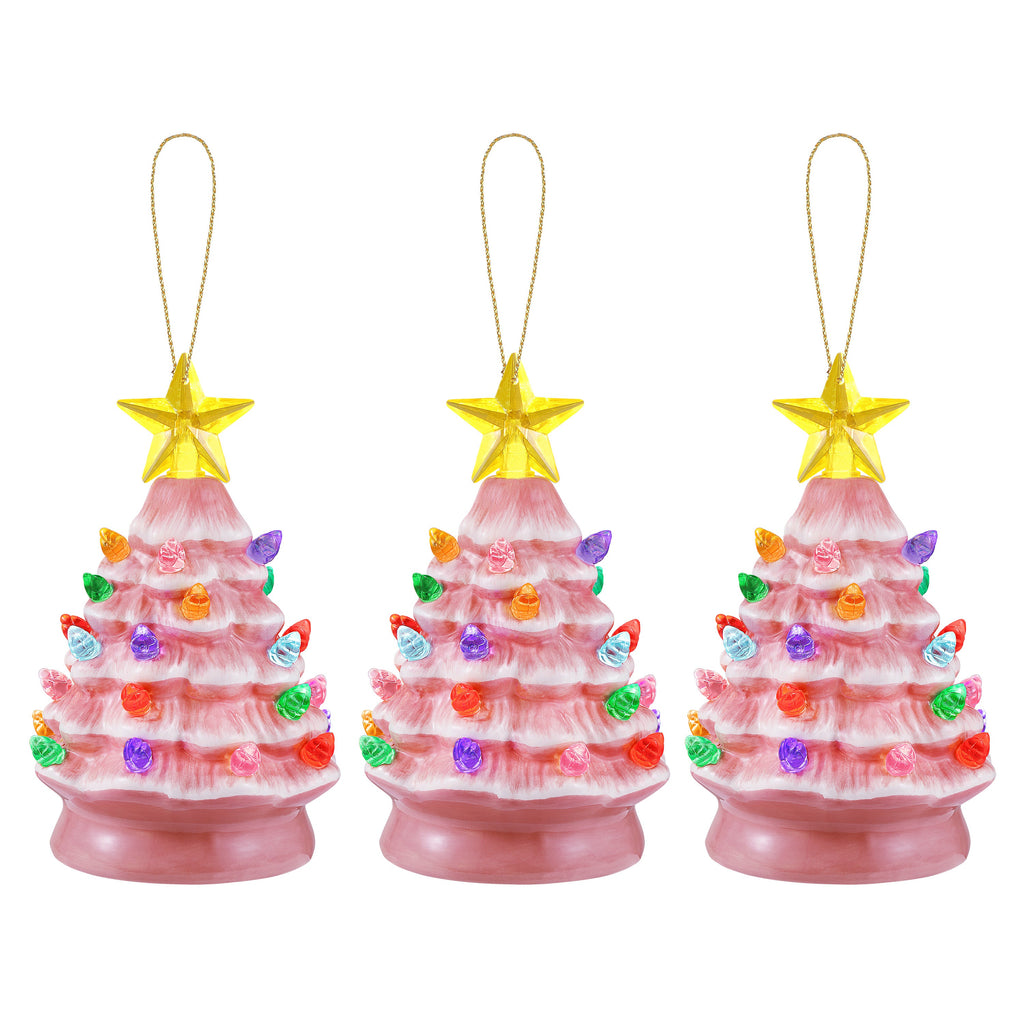 Mr. Christmas Ceramic Tree Ornaments - Silver, Set of 3