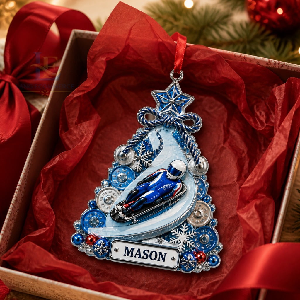 Christmas Ornament Acrylic Personalized Luge Tree Hanging for Winter Sports Fans