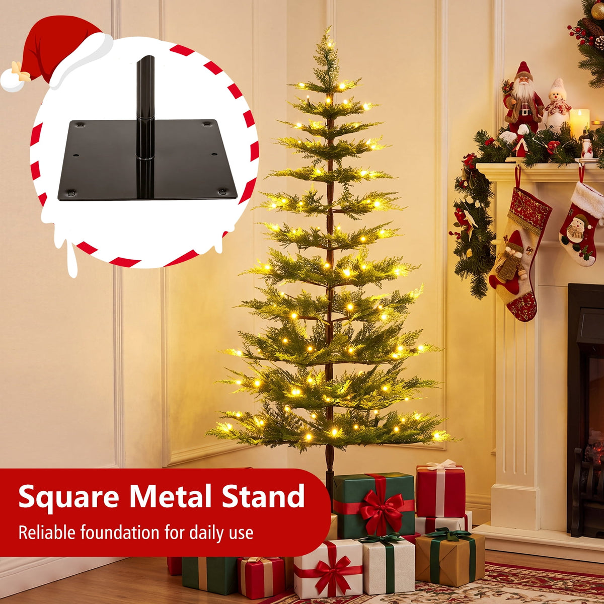 Costway Pre-Lit Christmas Tree Set of 3 Slim Artificial Lighted Xmas Decoration 3/4/5 FT