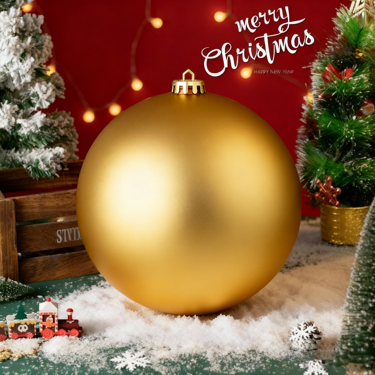 LAMPHOME 12PK 8" Shatterproof Christmas Ball Ornaments, Glossy & Matte & Glitter Gold Assortment, Sparkling Xmas Tree Decorations for Holiday Home
