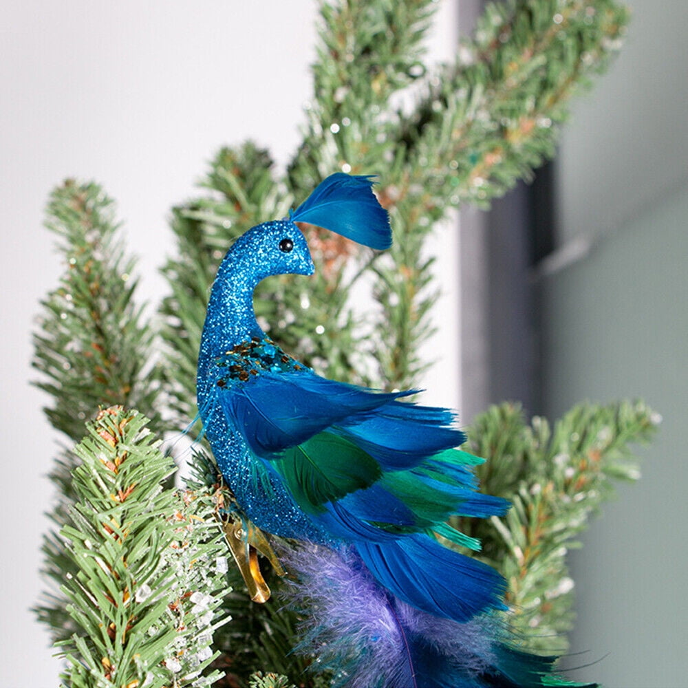 19 Inch Peacock Christmas Decorations Artificial Peacock Christmas Ornaments for Christmas Tree Christmas Natural Peacock Feather Decorations for Christmas Tree 10PCS