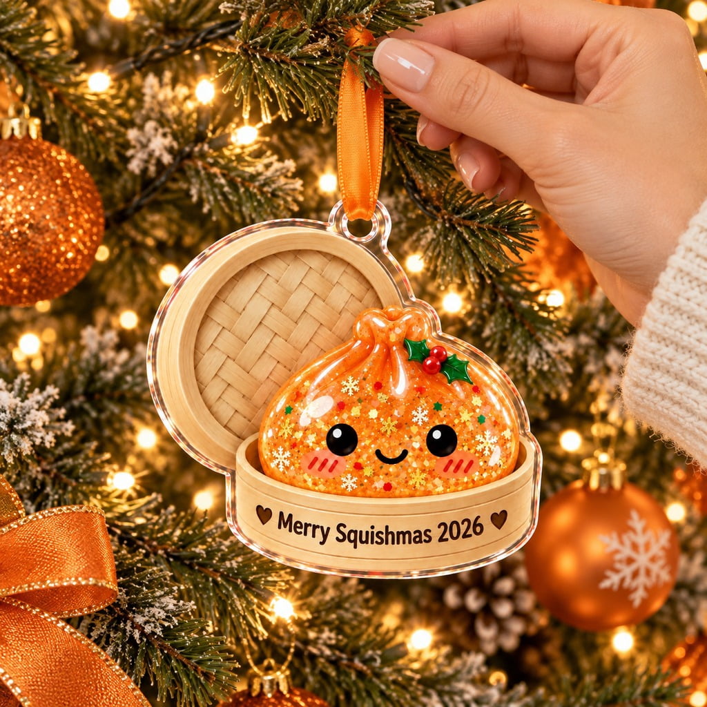Christmas Ornament Cute Orange Squishy Dumpling Tree Decoration for Squishy Lovers