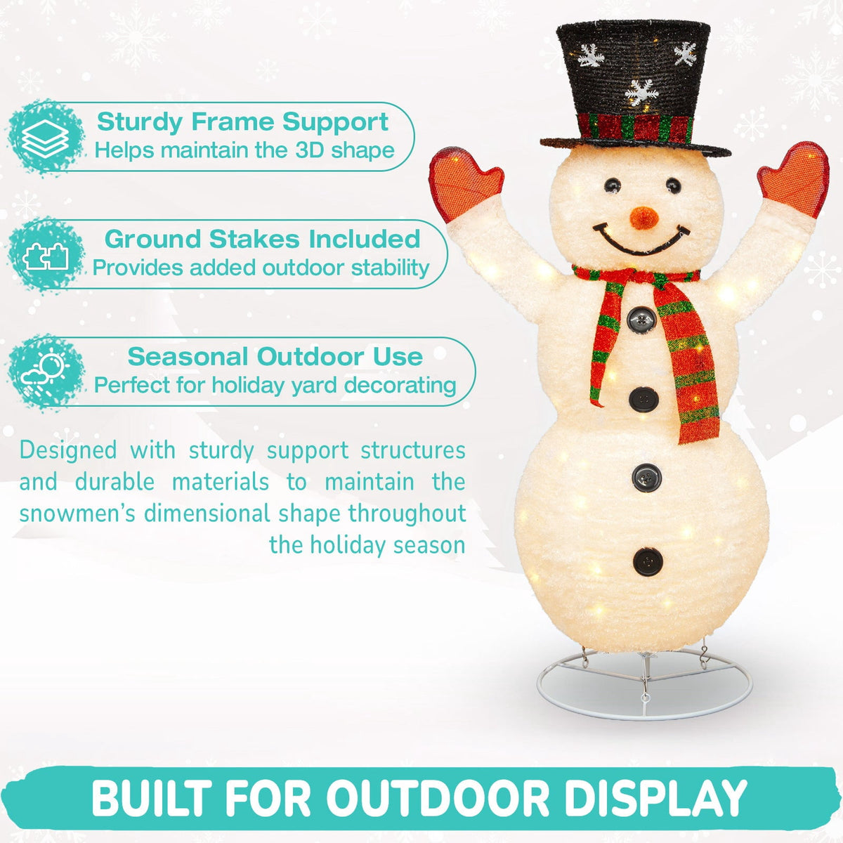 ROMSWI 2pc Iron Christmas Ornament Decoration Pop-up Hanging for Xmas Outdoor Holiday w/230 LED Light Assorted Colors - 30" & 24" Set