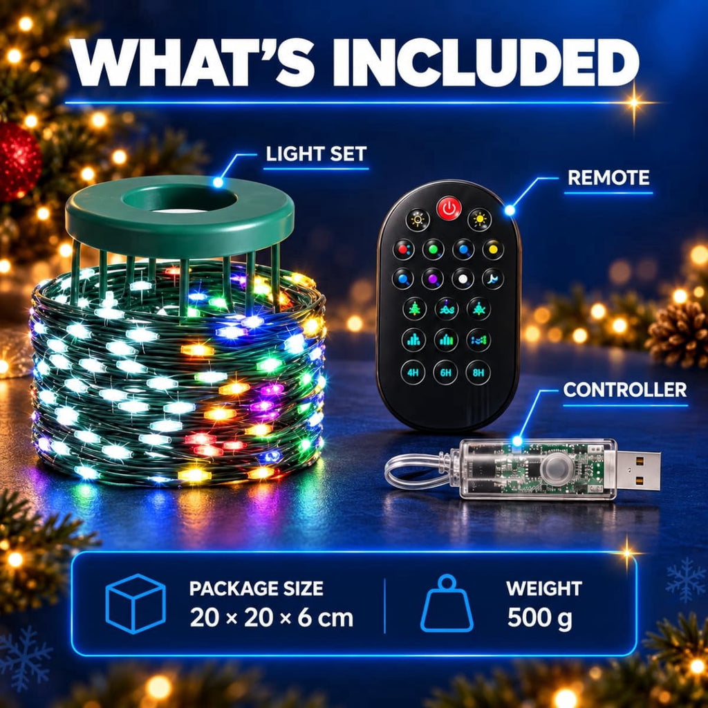 Smart Animated Christmas Tree Lights, App-Controlled DIY Animations, Animated Christmas tree lights create colorful DIY patterns, text, and effects from your phone for trees, windows, and walls