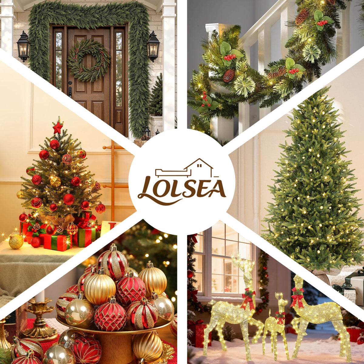 Lolsea 7ft Prelit Aspen Noble Fir Artificial Christmas Tree with Remote Control, Timer and Warm White & Multicolor LED Lights
